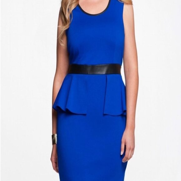 The Limited Peplum Faux Leather Midi Dress Medium - Picture 7 of 7